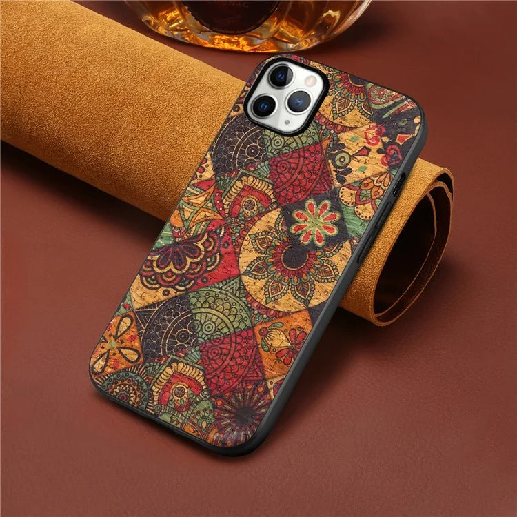 For iPhone 11 Pro Max Case Leather+PC+TPU Flowers Design Phone Cover