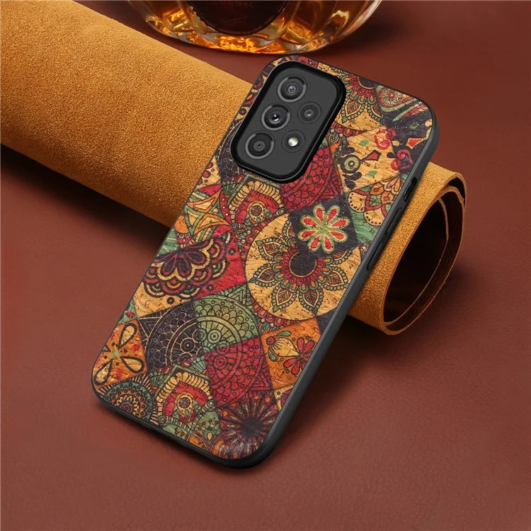 For Samsung Galaxy A33 5G Leather Coating Case Flower Pattern Anti-drop Smart Phone Cover