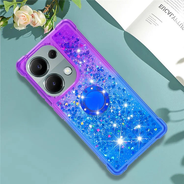YB Quicksand Series-8 For Xiaomi Redmi Note 13 Pro 4G / Poco M6 Pro 4G Case Ring Kickstand Quicksand Phone Cover