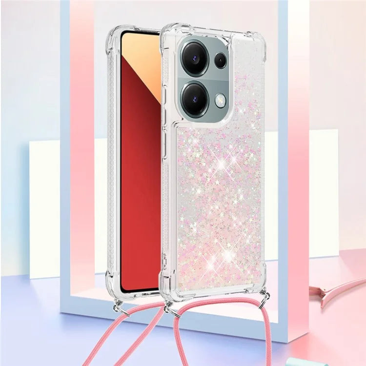 YB Quicksand Series-4 For Xiaomi Redmi Note 13 Pro 4G / Poco M6 Pro 4G TPU Case Quicksand Phone Cover with Lanyard