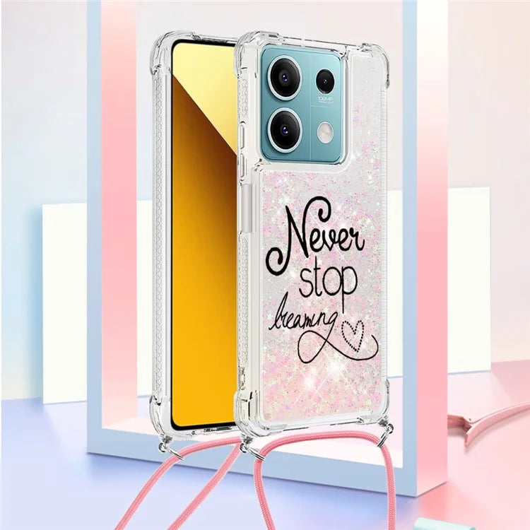 YB Quicksand Series-5 for Xiaomi Redmi Note 13 5G (Global) Slim-Fit TPU Case Pattern Phone Cover with Lanyard