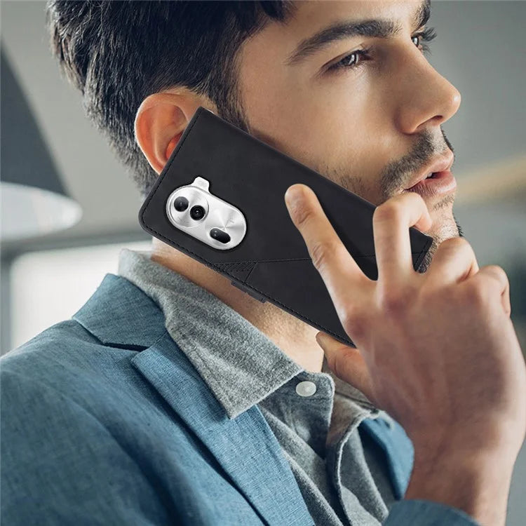 YB Imprinting Series-2 for Oppo Reno11 Pro 5G (Global) Case with Crossbody Strap Wallet PU Leather Phone Coverish Green