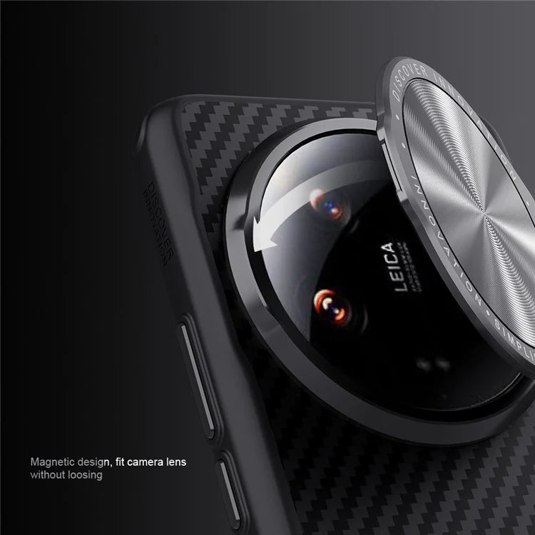 NILLKIN Carboprof Case for Xiaomi 14 Ultra Magnetic Case TPU+Aramid Fiber Shell with Camera Cover Kickstand