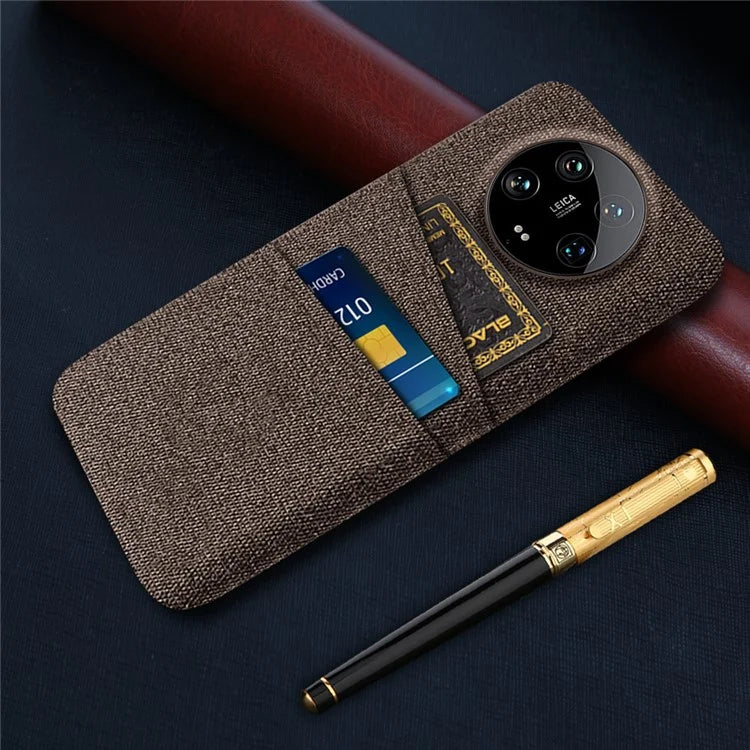 For Xiaomi 14 Ultra Case Cloth Texture Hard PC Phone Cover with Dual Card Slots