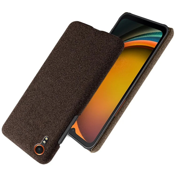 For Samsung Galaxy Xcover 7 Case Fabric Cloth Texture Solid Color Design Back Phone Cover