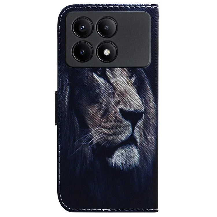 For Xiaomi Redmi K70E 5G / Poco X6 Pro 5G Magnetic Phone Case Leather Pattern Printing Stand Shell