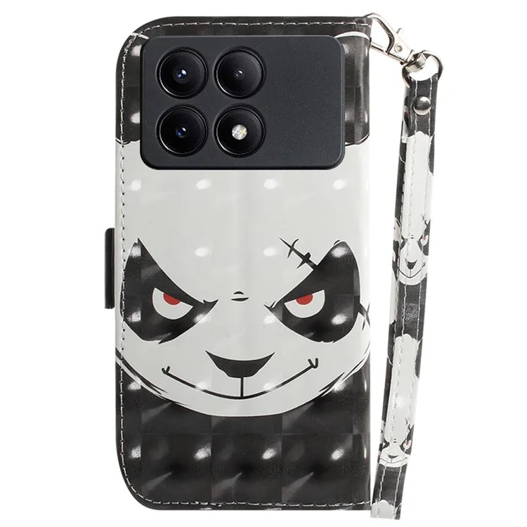 For Xiaomi Redmi K70E 5G / Poco X6 Pro 5G Leather Cover Stylish Printed Phone Case with Strap