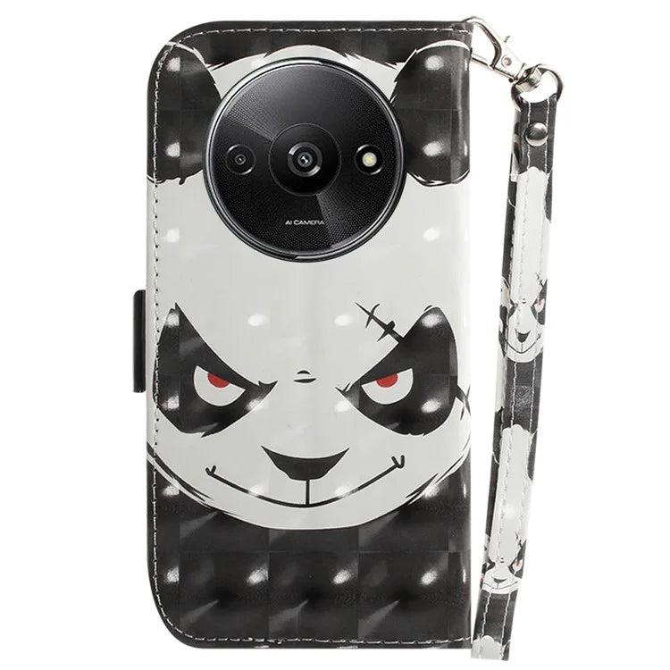 For Xiaomi Redmi A3 Case Pattern Printed Leather Phone Cover with Strap