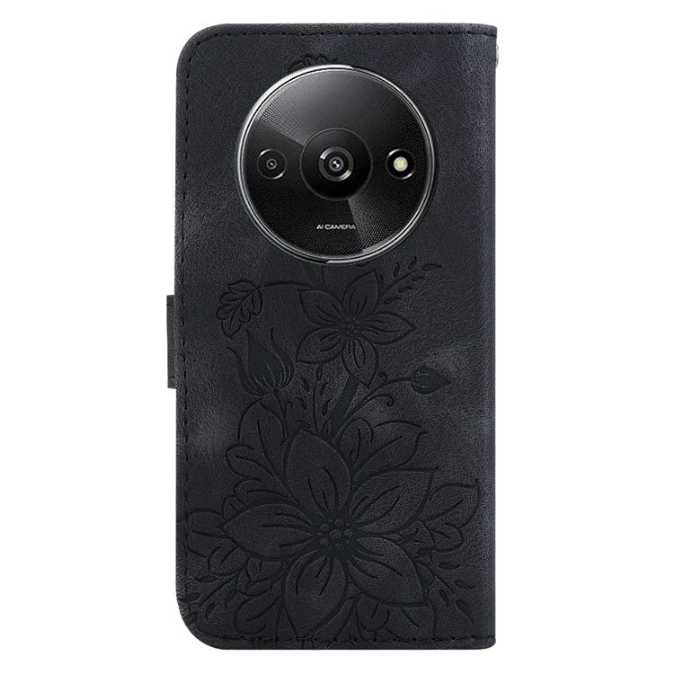 For Xiaomi Redmi A3 Cell Phone Case Flower Imprint Leather Phone Shell