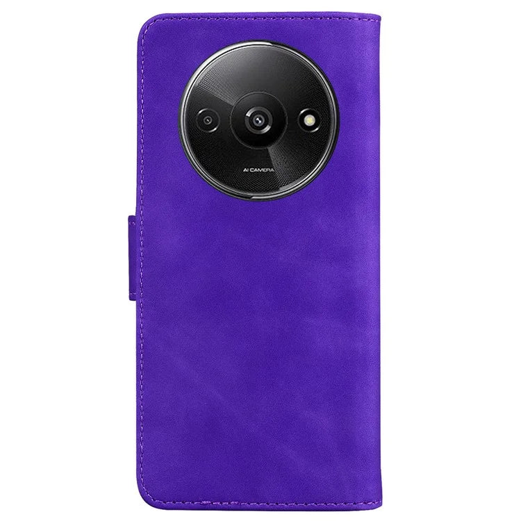 For Xiaomi Redmi A3 Cell Phone Case PU Leather Drop-proof Cover Pure Color Phone Stand