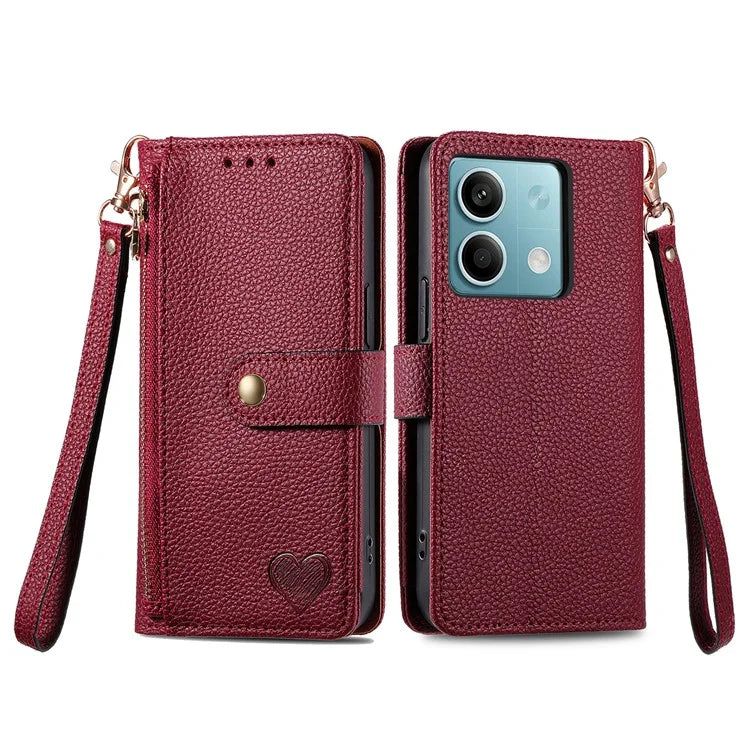 For Xiaomi Redmi Note 13 5G Case Zipper Leather Phone Cover RFID Blocking Wallet