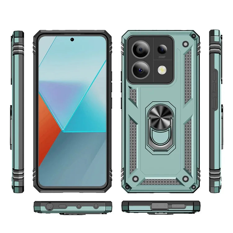 For Xiaomi Redmi Note 13 Pro 5G / Poco X6 5G Case PC+TPU Anti-Drop Phone Cover with Kickstandish Green