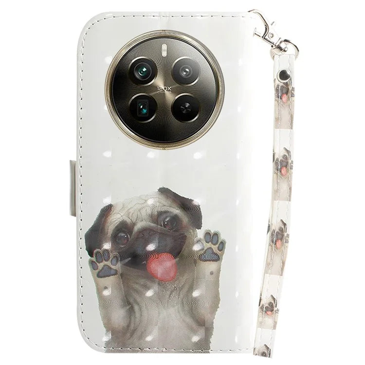 For Realme 12 Pro 5G / 12 Pro+ 5G Wallet Case Pattern Printed Leather Cover with Strap