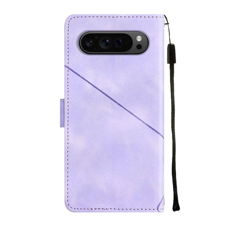 PT005 YB Imprinting Series-6 For Google Pixel 9 Pro Leather Case Wallet Card Slots Phone Cover