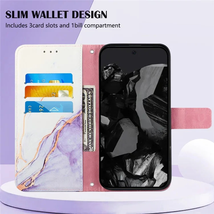 YB Pattern Printing Leather Series-6 For Google Pixel 9 Pro Wallet Phone Case with Shoulder Strap