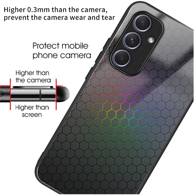 For Samsung Galaxy A54 5G Case Pattern Anti-Scratch Tempered Glass Phone Cover