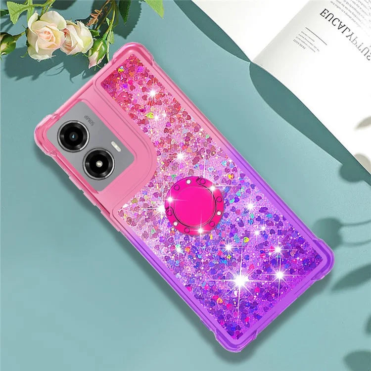 YB Quicksand Series-8 for Motorola Moto G Stylus 5G (2024) TPU Case Glitter Liquid Kickstand Phone Cover