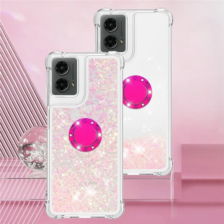 YB Quicksand Series-7 For Motorola Moto G Play 5G (2024) / Moto G 5G (2024) Kickstand Case Shiny Sequins TPU Cover