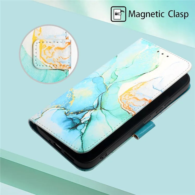 For Oppo Reno11 5G (Global) Phone Case YB Pattern Printing Leather Series-6 Marble Pattern Leather Wallet Case