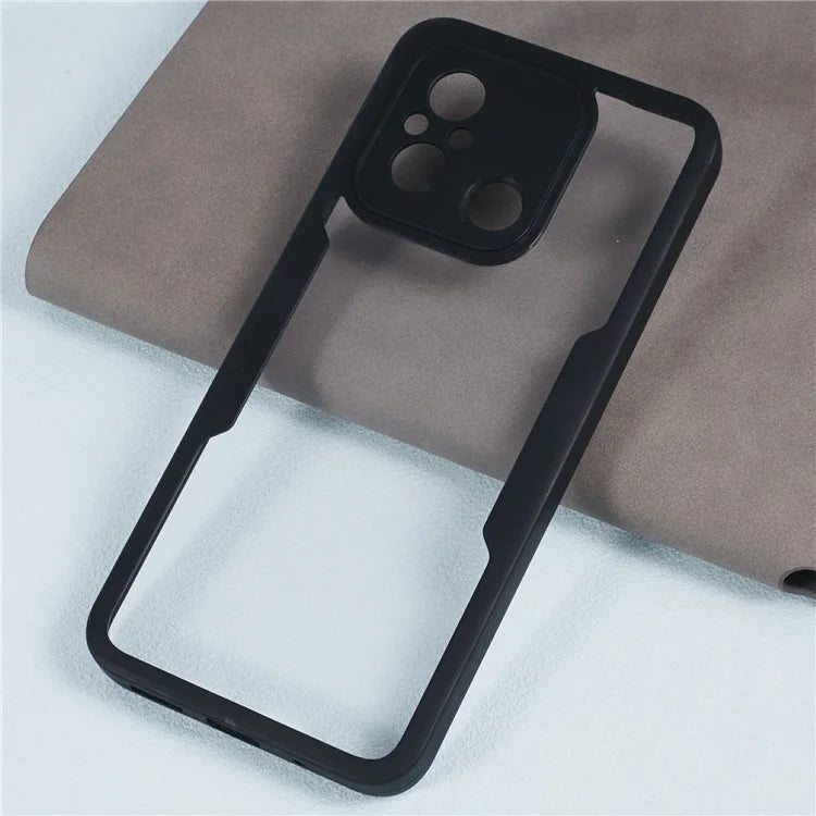 For Xiaomi Redmi 12C 4G Clear Phone Case Acrylic+TPU+PET Screen Protector Full Protection Cover