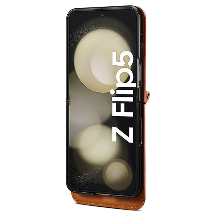 For Samsung Galaxy Z Flip5 5G Case PU Leather+PC Interstellar Pattern Phone Cover with Straps