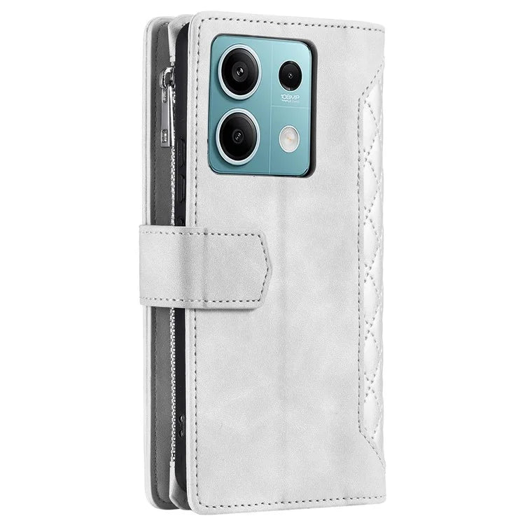 For Xiaomi Redmi Note 13 5G Zipper Pocket Phone Case PU Leather Wallet Phone Cover