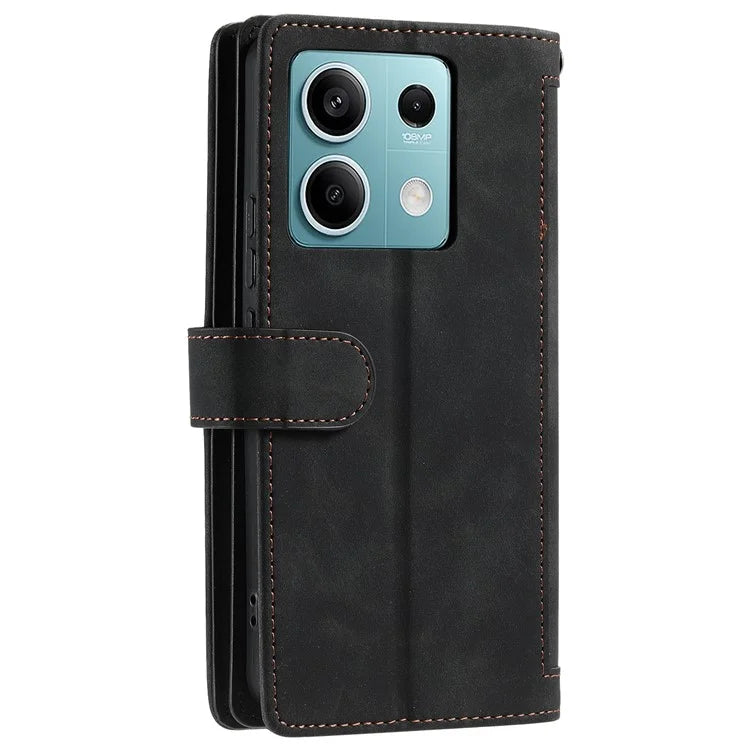 For Xiaomi Redmi Note 13 5G Cover 9 Retro Card Slots Wallet PU Leather Stand Phone Case