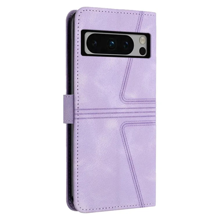 For Google Pixel 8 Pro Leather Case Triangle Imprinted Solid Color Phone Cover
