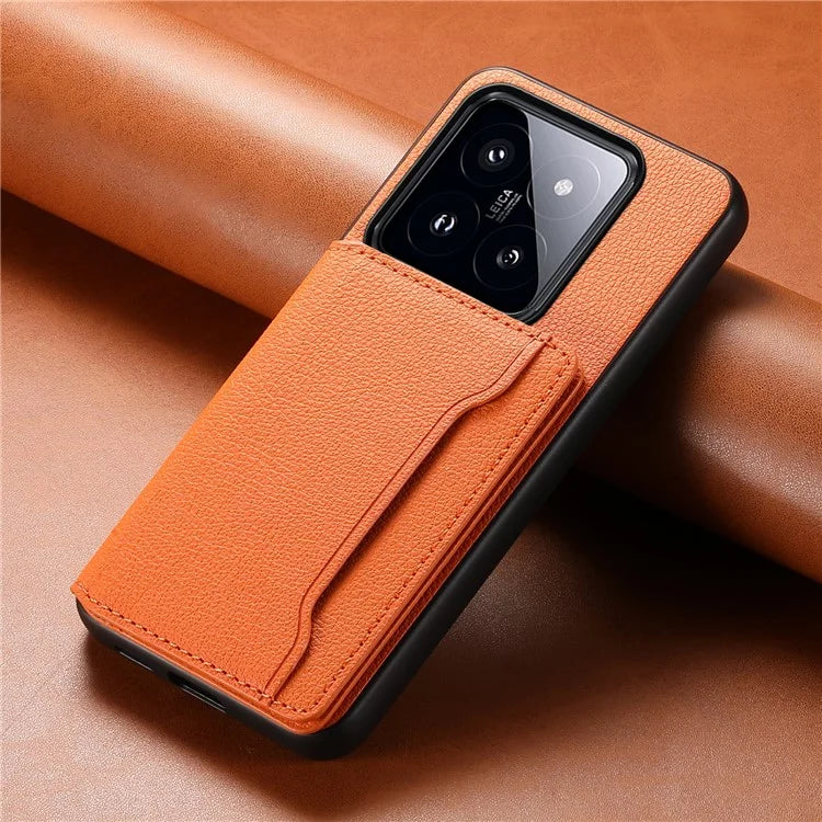 For Xiaomi 14 Pro Case with Card Holder PU Leather Calf Texture Phone Back Cover