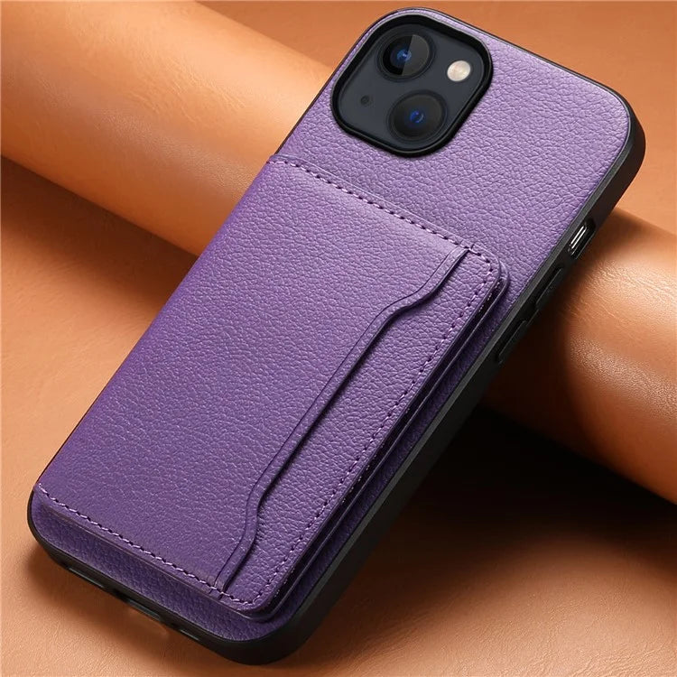 For iPhone 13 Case Card Holder Slots Kickstand PU Leather Phone Back Cover