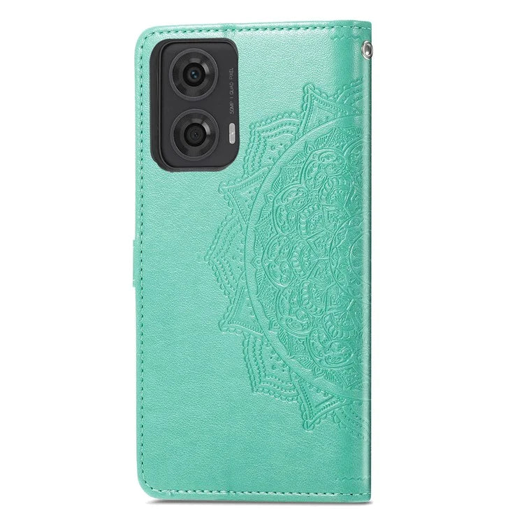For Motorola Moto E14 4G / G04 4G / G04s 4G / G24 4G Card Slots Case PU Leather Embossed Phone Cover with Wallet