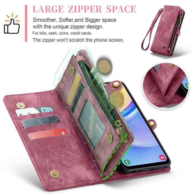 CASEME 008 Series for Samsung Galaxy A15 4G / 5G Leather Case Stand Wallet Zipper Phone Cover