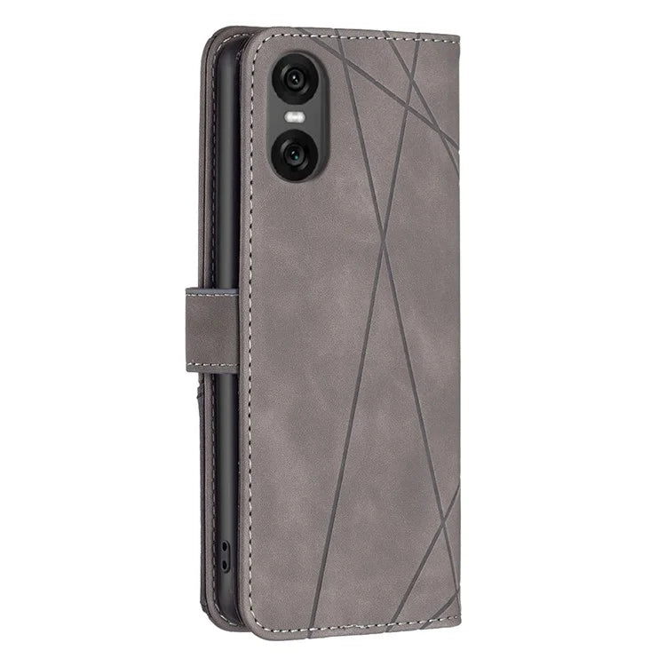 BINFEN COLOR BF05 For Sony Xperia 10 VI Leather Flip Cover Wallet Phone Protective Case Geometric Design