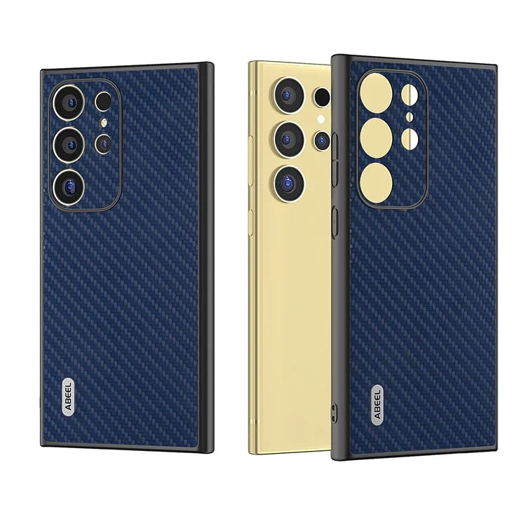 ABEEL For Samsung Galaxy S24 Ultra Case Carbon Fiber Texture PU Leather+PC+TPU Cell Phone Cover