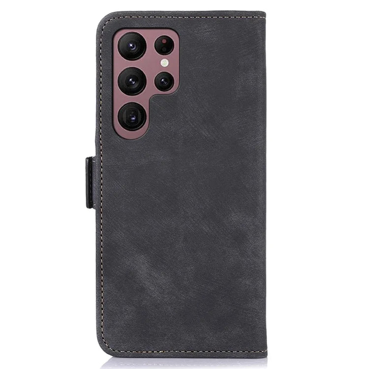 ABEEL For Samsung Galaxy S22 Ultra 5G Case PU Leather+TPU Phone Protective Cover Anti-scratch