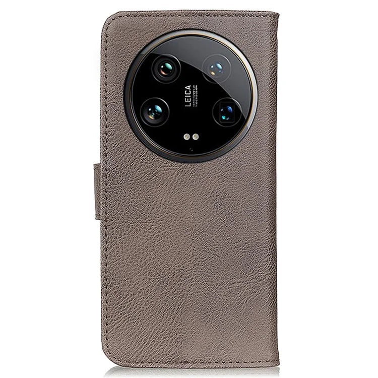 KHAZNEH For Xiaomi 14 Ultra Case Cowhide Texture Anti-drop Leather Stand Phone Cover