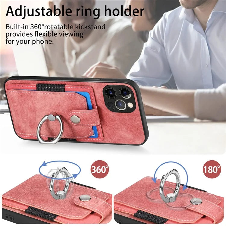 D2 For iPhone 12 Pro Case Anti-Drop TPU+PU Leather Kickstand Phone Shell