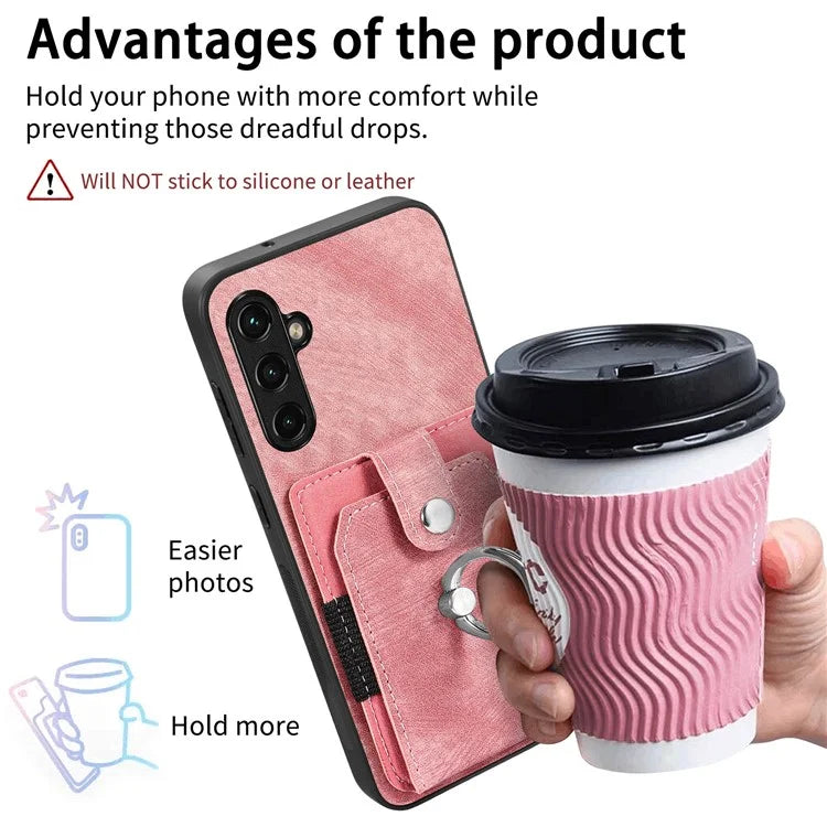 D2 For Samsung Galaxy A35 5G Case Vintage PU Leather+TPU Phone Cover with Ring Kickstand