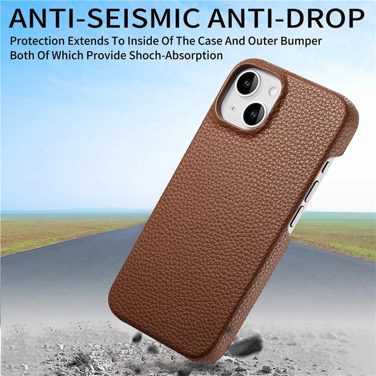 Y1 For iPhone 14 / 13 Case Litchi Texture PU Leather Coated PC Phone Cover