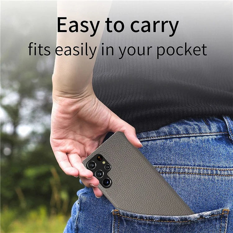 Y1 For Samsung Galaxy S22 Ultra 5G Slim Case Litchi Texture PU+PC Phone Cover