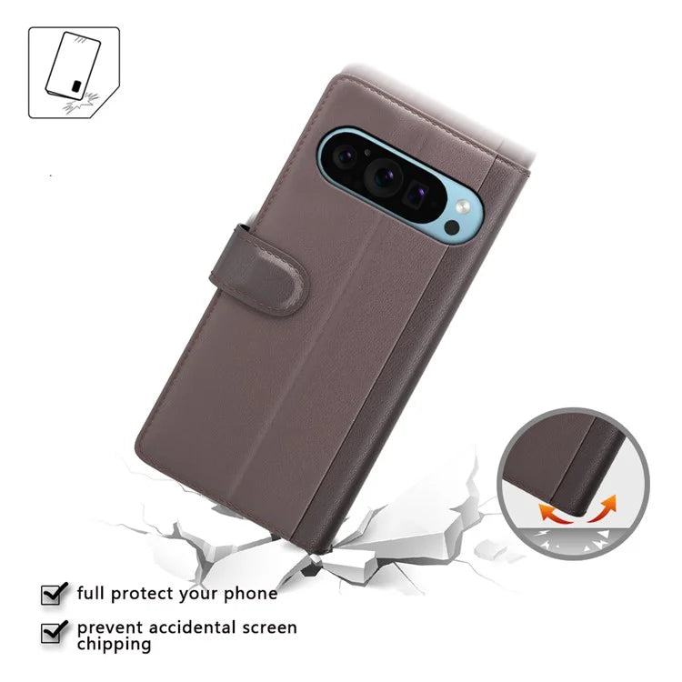 For Google Pixel 9 / Pixel 9 Pro Phone Case Shockproof Genuine Split Leather Cell Phone Cover
