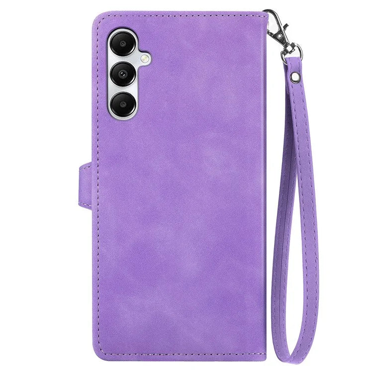 For Samsung Galaxy A05s 4G Phone Case Flower Imprinted Anti-Drop Leather Flip Cover