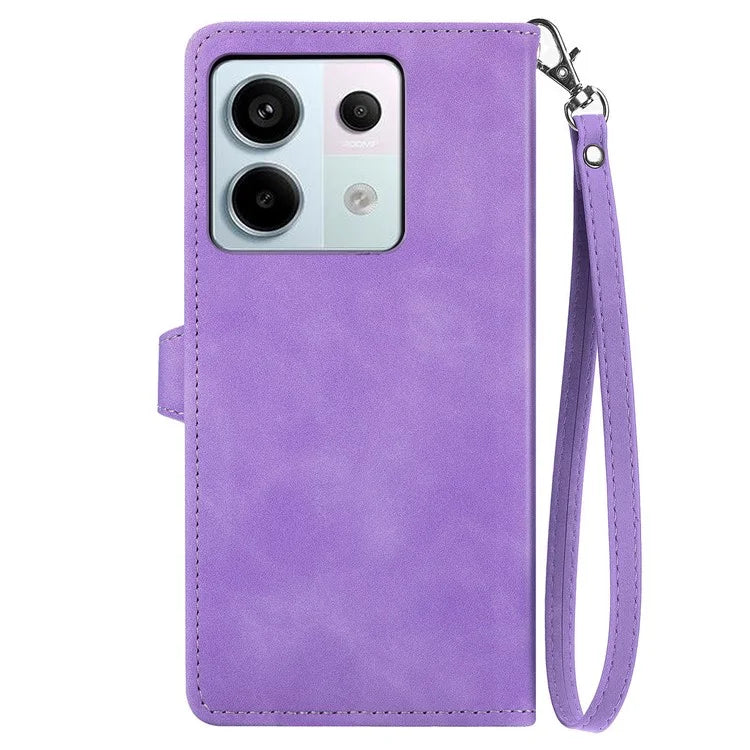For Xiaomi Redmi Note 13 Pro 5G / Poco X6 5G Case Flower Imprinted Leather Full Body Protection Phone Cover