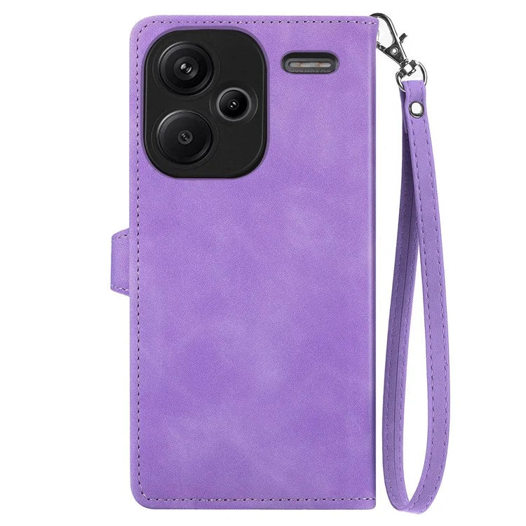 For Xiaomi Redmi Note 13 Pro+ 5G Leather Wallet Case Zipper Pocket Flower Phone Cover