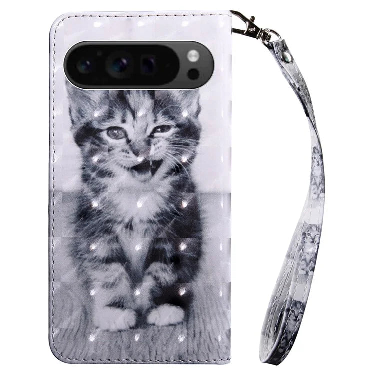 For Google Pixel 9 Pro XL Cell Phone Shell Pattern Printing Leather Cover Phone Stand