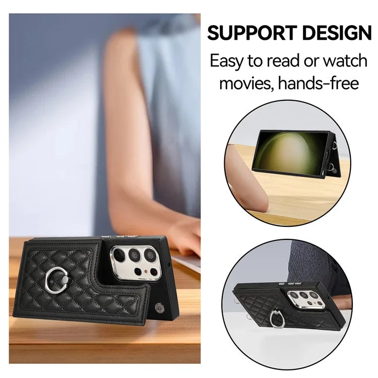 For Samsung Galaxy S24 Ultra Cell Phone Back Cover Pattern Printing Leather Stand