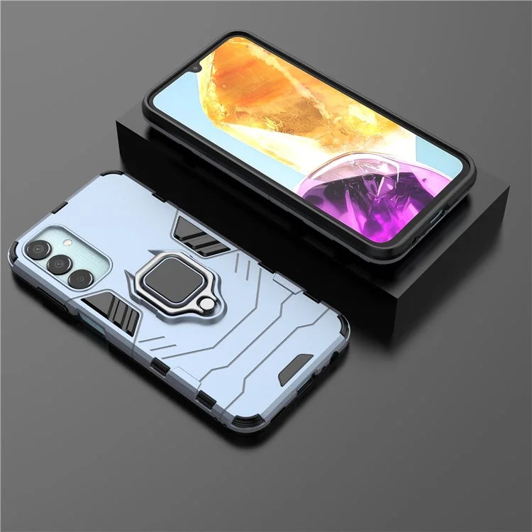 For Samsung Galaxy M15 5G Case with Ring Kickstand PC+TPU Shockproof Protective Phone Cover
