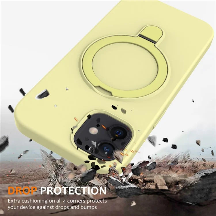 For iPhone 11 Magnetic Case with Ring Kickstand PC + Silicone Drop-Proof Phone Cover