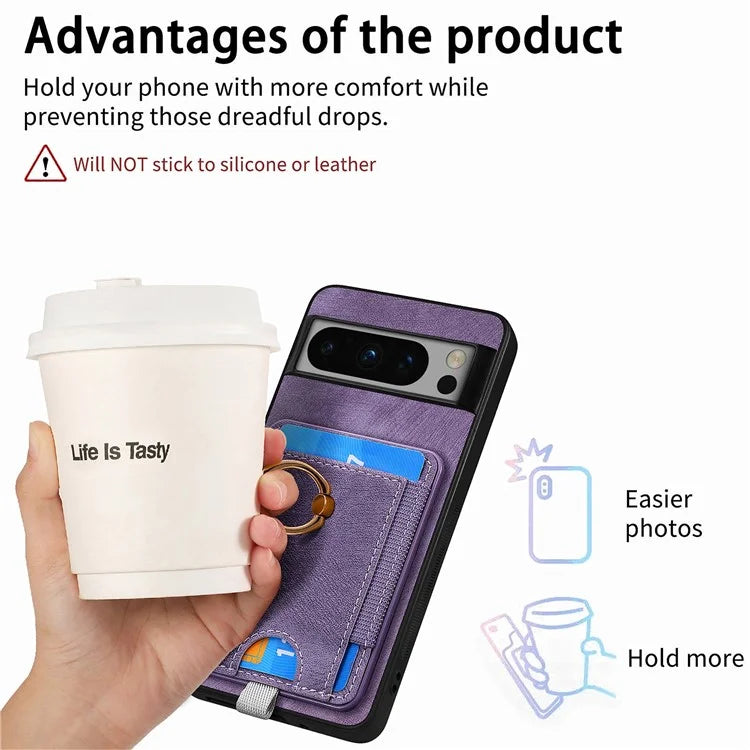 D7 For Google Pixel 8 Pro Cell Phone Case Detachable Magnetic Card Slot Kickstand Shell