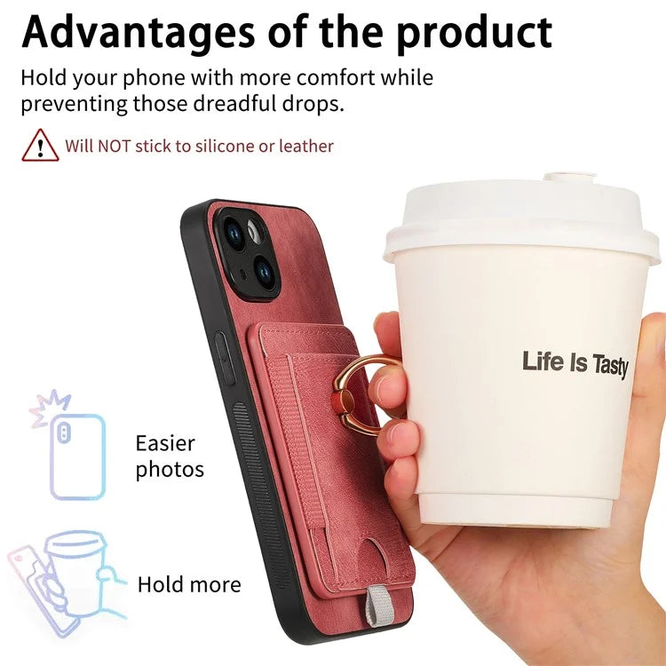 D7 For iPhone 14 / 13 Case 2 in 1 Magnetic Detachable Retro Leather Back Cover